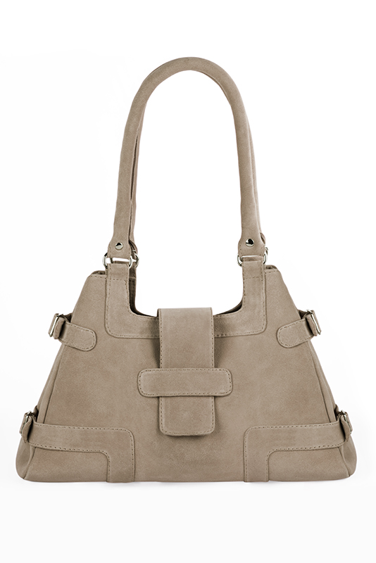 Dress handbag in tan beige leather - Worn view